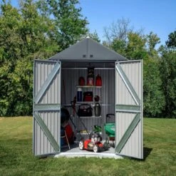 Arrow Elite Steel Storage Shed, 8x6, Anthracite 37 Arrow Elite Steel Storage Shed, 8x6, Anthracite -Shelterlogic 026862113566 14