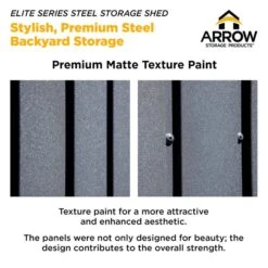 Arrow Elite Steel Storage Shed, 8x6, Anthracite 29 Arrow Elite Steel Storage Shed, 8x6, Anthracite -Shelterlogic 03 eliteseries arrow infographic pp 2000x2000 0420
