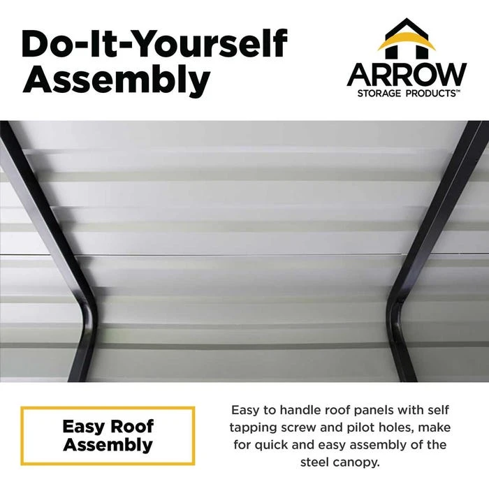 Arrow Carport, 10 Ft. X 15 Ft. X 7 Ft. Charcoal 7 Arrow Carport, 10 Ft. X 15 Ft. X 7 Ft. Charcoal - Image 5