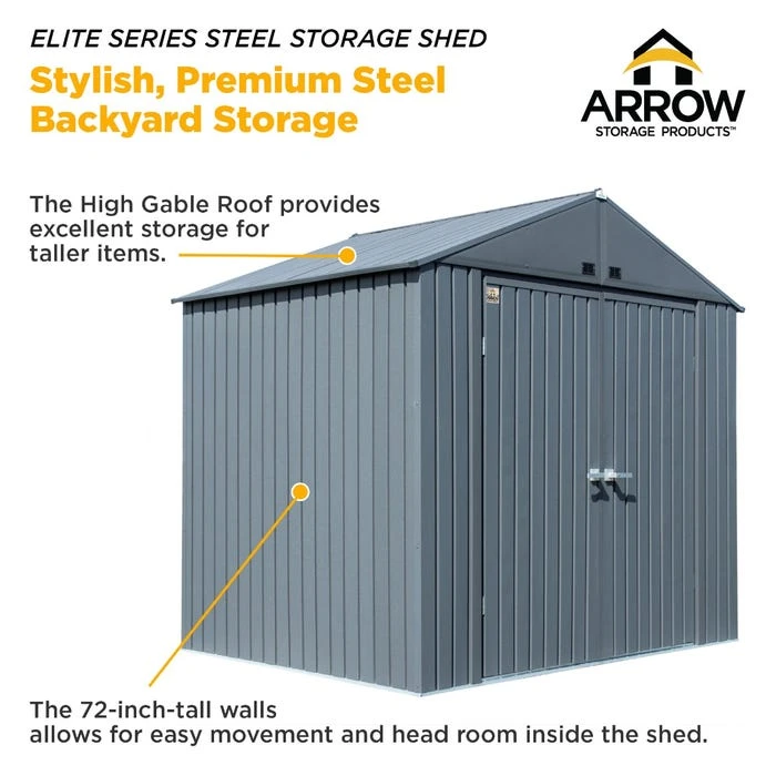 Arrow Elite Steel Storage Shed, 8x6, Anthracite 11 Arrow Elite Steel Storage Shed, 8x6, Anthracite - Image 9