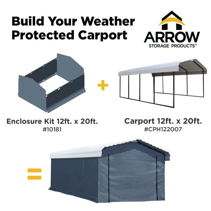 Enclosure Kit For Arrow Carport, 12 Ft. X 20 Ft. Gray 5 Enclosure Kit For Arrow Carport, 12 Ft. X 20 Ft. Gray - Image 3