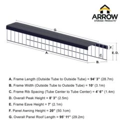 Arrow Carport, 10 Ft. X 96 Ft. X 7 Ft. Eggshell 14 Arrow Carport, 10 Ft. X 96 Ft. X 7 Ft. Eggshell -Shelterlogic 10x96 arrowcarport infographic pp 2000x2000 1119