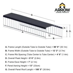 Arrow Carport, 12 Ft. X 100 Ft. X 7 Ft. Charcoal 15 Arrow Carport, 12 Ft. X 100 Ft. X 7 Ft. Charcoal -Shelterlogic 12x100 arrowcarport infographic pp 2000x2000 1119