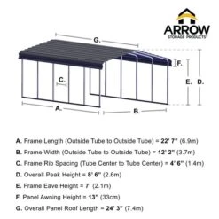 Arrow Carport, 12 Ft. X 24 Ft. X 7 Ft. Charcoal 15 Arrow Carport, 12 Ft. X 24 Ft. X 7 Ft. Charcoal -Shelterlogic 12x24 arrowcarport infographic pp 2000x2000 1119 1