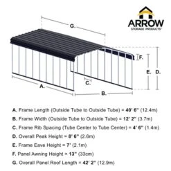 Arrow Carport, 12 Ft. X 42 Ft. X 7 Ft. Eggshell 18 Arrow Carport, 12 Ft. X 42 Ft. X 7 Ft. Eggshell -Shelterlogic 12x42 arrowcarport infographic pp 2000x2000 1119 1