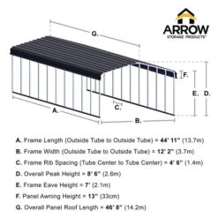 Arrow Carport, 12 Ft. X 47 Ft. X 7 Ft. Eggshell 18 Arrow Carport, 12 Ft. X 47 Ft. X 7 Ft. Eggshell -Shelterlogic 12x47 arrowcarport infographic pp 2000x2000 1119 1