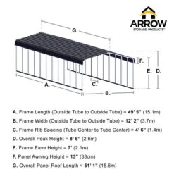 Arrow Carport, 12 Ft. X 51 Ft. X 7 Ft. Eggshell 18 Arrow Carport, 12 Ft. X 51 Ft. X 7 Ft. Eggshell -Shelterlogic 12x51 arrowcarport infographic pp 2000x2000 1119 1 1