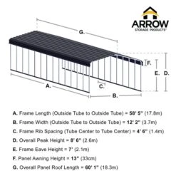 Arrow Carport, 12 Ft. X 60 Ft. X 7 Ft. Eggshell 18 Arrow Carport, 12 Ft. X 60 Ft. X 7 Ft. Eggshell -Shelterlogic 12x60 arrowcarport infographic pp 2000x2000 1119 1 1