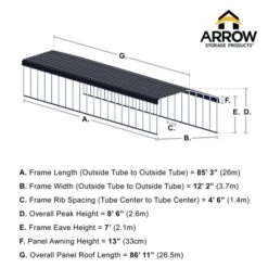 Arrow Carport, 12 Ft. X 87 Ft. X 7 Ft. Charcoal 15 Arrow Carport, 12 Ft. X 87 Ft. X 7 Ft. Charcoal -Shelterlogic 12x87 arrowcarport infographic pp 2000x2000 1119