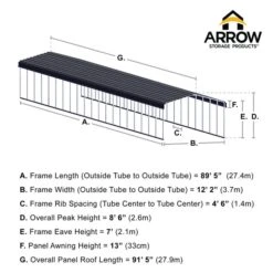 Arrow Carport, 12 Ft. X 91 Ft. X 7 Ft. Eggshell 18 Arrow Carport, 12 Ft. X 91 Ft. X 7 Ft. Eggshell -Shelterlogic 12x91 arrowcarport infographic pp 2000x2000 1119 1