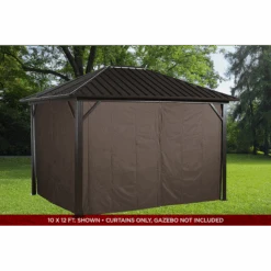 Curtains For Genova Gazebo, 10 Ft. X 10 Ft. Brown, Gazebo Not Included -Shelterlogic 135 9160574 3