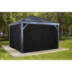 Curtains For South Beach Gazebo, 12 Ft. X 12 Ft. Black, Gazebo Not Included -Shelterlogic 135 9163360