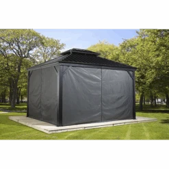 Curtains For Monaco, Messina, Mykonos, And Moreno Gazebo, 10 Ft. X 12 Ft. Gray, Gazebo Not Included -Shelterlogic 135 9163810 1