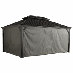 Curtains For Monaco, Messina, And Mykonos Gazebo, 12 Ft. X 14 Ft. Gray, Gazebo Not Included