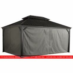 Curtains For Monaco, Messina, And Mykonos Gazebo, 12 Ft. X 14 Ft. Gray, Gazebo Not Included -Shelterlogic 135 9165685 2