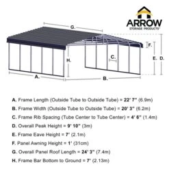Arrow Carport, 20 Ft. X 24 Ft. X 7 Ft. Eggshell 15 Arrow Carport, 20 Ft. X 24 Ft. X 7 Ft. Eggshell -Shelterlogic 20x24 arrowcarport infographic pp 2000x2000 1119 1