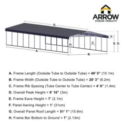 Arrow Carport, 20 Ft. X 51 Ft. X 7 Ft. Charcoal 21 Arrow Carport, 20 Ft. X 51 Ft. X 7 Ft. Charcoal -Shelterlogic 20x51 arrowcarport infographic pp 2000x2000 1119