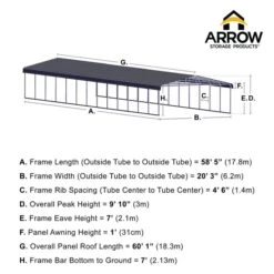 Arrow Carport, 20 Ft. X 60 Ft. X 7 Ft. Charcoal 13 Arrow Carport, 20 Ft. X 60 Ft. X 7 Ft. Charcoal -Shelterlogic 20x60 arrowcarport infographic pp 2000x2000 1119