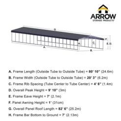 Arrow Carport, 20 Ft. X 82 Ft. X 7 Ft. Eggshell 13 Arrow Carport, 20 Ft. X 82 Ft. X 7 Ft. Eggshell -Shelterlogic 20x82 arrowcarport infographic pp 2000x2000 1119 1 1