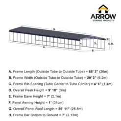 Arrow Carport, 20 Ft. X 87 Ft. X 7 Ft. Charcoal 13 Arrow Carport, 20 Ft. X 87 Ft. X 7 Ft. Charcoal -Shelterlogic 20x87 arrowcarport infographic pp 2000x2000 1119