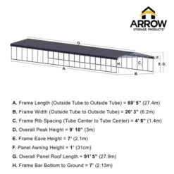 Arrow Carport, 20 Ft. X 91 Ft. X 7 Ft. Eggshell -Shelterlogic 20x91 arrowcarport infographic pp 2000x2000 1119 1