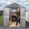 Arrow Select Steel Storage Shed, 10x14, Flute Grey 2 Arrow Select Steel Storage Shed, 10x14, Flute Grey -Shelterlogic 2 photoshoot arrowsheds 0822 9