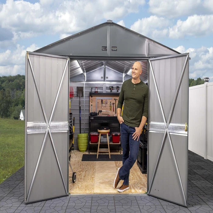 Arrow Select Steel Storage Shed, 10x14, Flute Grey 3 Arrow Select Steel Storage Shed, 10x14, Flute Grey