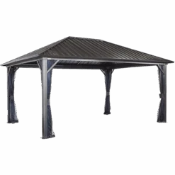Genova Hardtop Gazebo, 12 Ft. X 16 Ft. Dark Brown