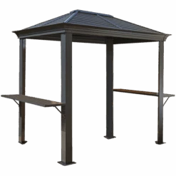 BBQ Mykonos Hardtop Grill Gazebo, 5 Ft. X 8 Ft. Light Gray