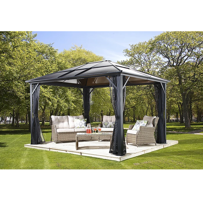 Meridien Hardtop Gazebo, 10 Ft. X 12 Ft. Dark Gray 4 Meridien Hardtop Gazebo, 10 Ft. X 12 Ft. Dark Gray - Image 2
