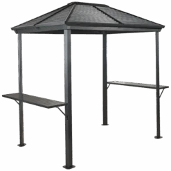 BBQ Ventura Hardtop Grill Gazebo, 5 Ft. X 8 Ft. Light Gray