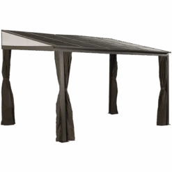 Portland Wall-Mounted Hardtop Gazebo, 10 Ft. X 14 Ft. Dark Brown