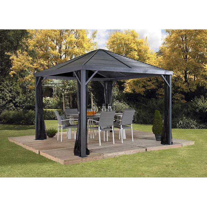 Sanibel Hardtop Gazebo, 8 Ft. X 8 Ft. Light Gray 4 Sanibel Hardtop Gazebo, 8 Ft. X 8 Ft. Light Gray - Image 2