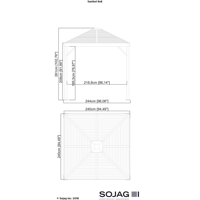 Sanibel Hardtop Gazebo, 8 Ft. X 8 Ft. Light Gray 6 Sanibel Hardtop Gazebo, 8 Ft. X 8 Ft. Light Gray - Image 4