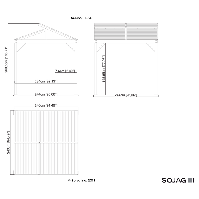 Sanibel II Hardtop Gazebo, 8 Ft. X 8 Ft. Light Gray 5 Sanibel II Hardtop Gazebo, 8 Ft. X 8 Ft. Light Gray - Image 3