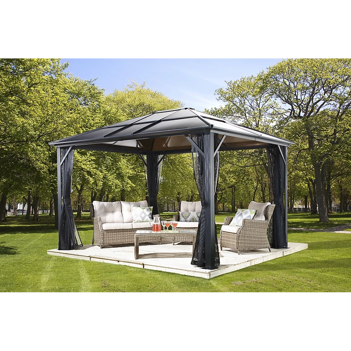 Meridien Hardtop Gazebo, 10 Ft. X 10 Ft. Dark Gray 4 Meridien Hardtop Gazebo, 10 Ft. X 10 Ft. Dark Gray - Image 2