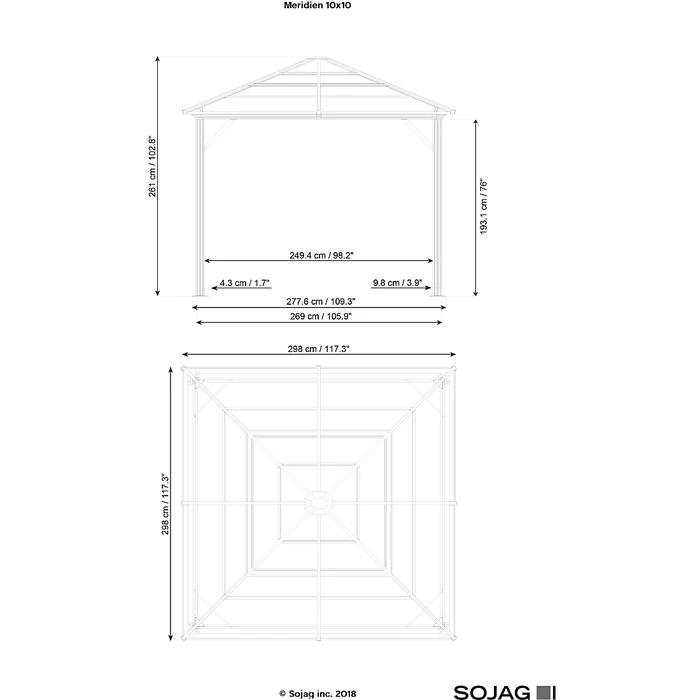 Meridien Hardtop Gazebo, 10 Ft. X 10 Ft. Dark Gray 5 Meridien Hardtop Gazebo, 10 Ft. X 10 Ft. Dark Gray - Image 3
