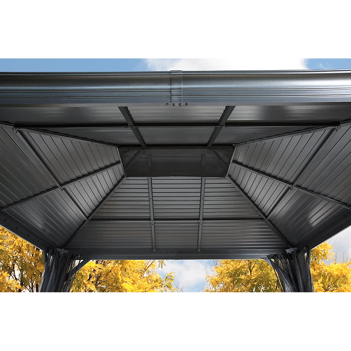 Mykonos II Double Roof Hardtop Gazebo, 12 Ft. X 14 Ft. Dark Gray 6 Mykonos II Double Roof Hardtop Gazebo, 12 Ft. X 14 Ft. Dark Gray - Image 4