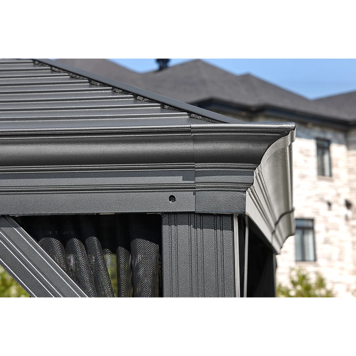 Mykonos II Double Roof Hardtop Gazebo, 12 Ft. X 14 Ft. Dark Gray 7 Mykonos II Double Roof Hardtop Gazebo, 12 Ft. X 14 Ft. Dark Gray - Image 5