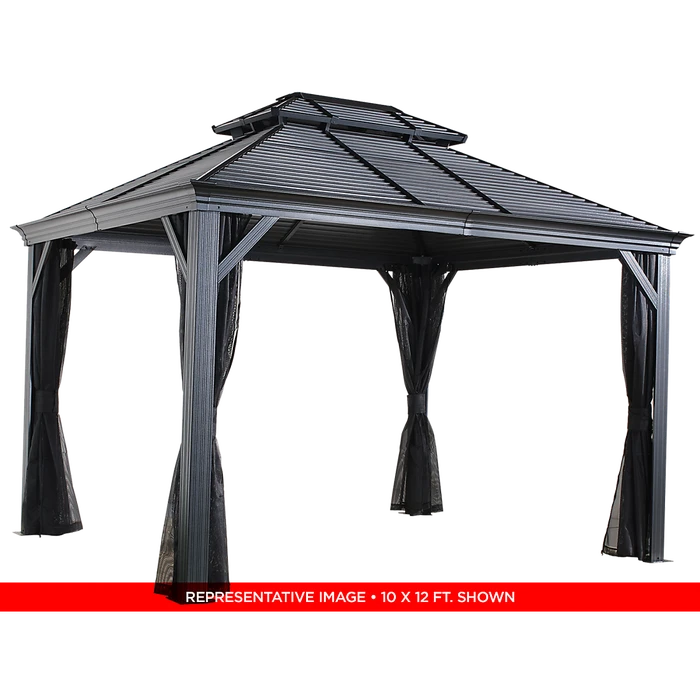 Mykonos II Double Roof Hardtop Gazebo, 12 Ft. X 14 Ft. Dark Gray 8 Mykonos II Double Roof Hardtop Gazebo, 12 Ft. X 14 Ft. Dark Gray - Image 6