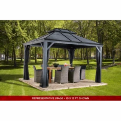 Mykonos II Double Roof Hardtop Gazebo, 12 Ft. X 14 Ft. Dark Gray 20 Mykonos II Double Roof Hardtop Gazebo, 12 Ft. X 14 Ft. Dark Gray -Shelterlogic 500 9165357 8