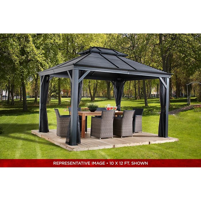 Mykonos II Double Roof Hardtop Gazebo, 12 Ft. X 14 Ft. Dark Gray 11 Mykonos II Double Roof Hardtop Gazebo, 12 Ft. X 14 Ft. Dark Gray - Image 9