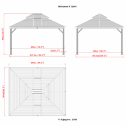 Mykonos II Double Roof Hardtop Gazebo, 12 Ft. X 14 Ft. Dark Gray 21 Mykonos II Double Roof Hardtop Gazebo, 12 Ft. X 14 Ft. Dark Gray -Shelterlogic 500 9165357 9
