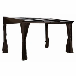 Sutton Wall-Mounted Hardtop Gazebo, 10 Ft. X 12 Ft. Dark Brown