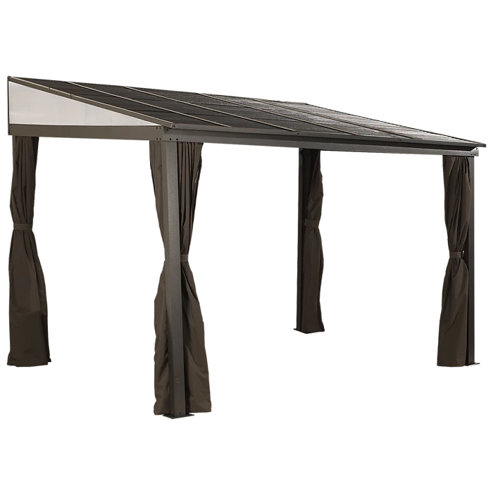 Portland Wall-Mounted Hardtop Gazebo, 10 Ft. X 12 Ft. Dark Brown 5 Portland Wall-Mounted Hardtop Gazebo, 10 Ft. X 12 Ft. Dark Brown - Image 3