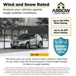 Arrow Carport, 10 Ft. X 56 Ft. X 7 Ft. Charcoal 13 Arrow Carport, 10 Ft. X 56 Ft. X 7 Ft. Charcoal -Shelterlogic arrow carport infographic wind snow 10w charcoal 9