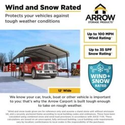 Arrow Carport, 12 Ft. X 65 Ft. X 7 Ft. Charcoal 16 Arrow Carport, 12 Ft. X 65 Ft. X 7 Ft. Charcoal -Shelterlogic arrow carport infographic wind snow 12w charcoal 10