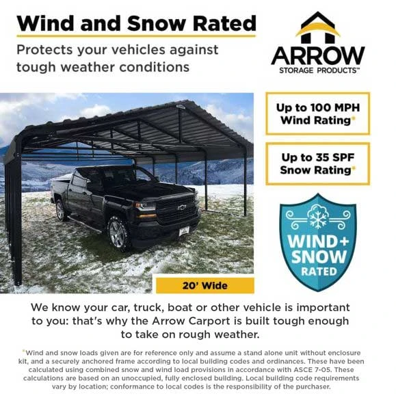 Arrow Carport, 20 Ft. X 65 Ft. X 7 Ft. Charcoal 5 Arrow Carport, 20 Ft. X 65 Ft. X 7 Ft. Charcoal - Image 3