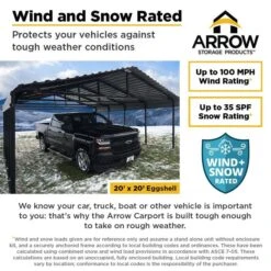 Arrow Carport, 20 Ft. X 69 Ft. X 7 Ft. Eggshell 14 Arrow Carport, 20 Ft. X 69 Ft. X 7 Ft. Eggshell -Shelterlogic arrow carport infographic wind snow 20w eggshell 12