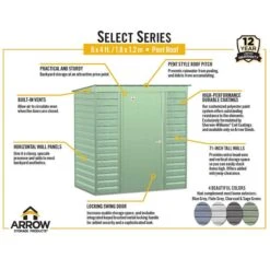 Arrow Select Steel Storage Shed, 6x4, Blue Grey 18 Arrow Select Steel Storage Shed, 6x4, Blue Grey -Shelterlogic arrowselect 6x4 pent infographic 1